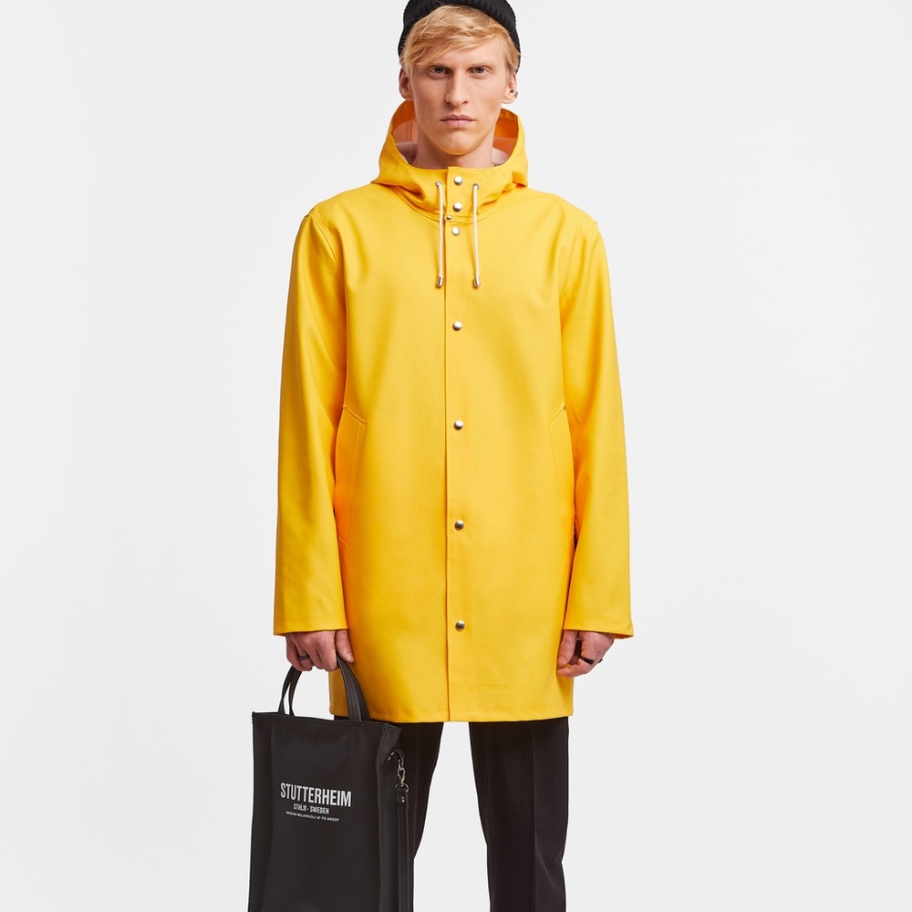 Stutterheim Stockholm unisex raincoat rain coat jacket yellow XXS womens S Rains